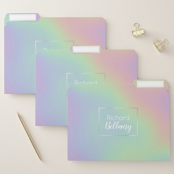 Modern Holographic Rainbow Metal File Folder Zazzle Com