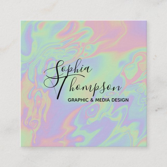 Modern Holographic Rainbow Pastel - Business Card (Front)