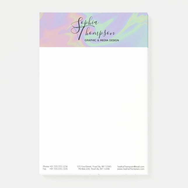 Modern Holographic Rainbow Pastel Post-it® Notes (Front)