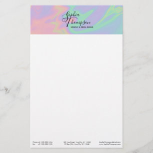 Modern Holographic Rainbow Pastel Stationery
