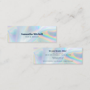 Modern Holographic Salon Beautician Makeup Mini Business Card