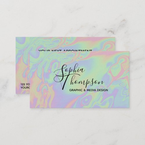 Modern Holographic Script Pastel Appointment Card