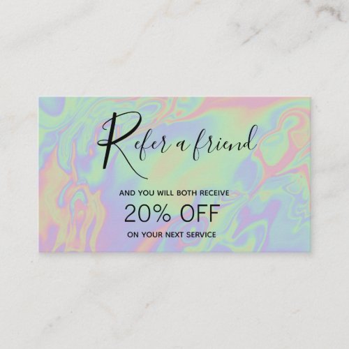 Modern Holographic Script Pastel _ Referral Card