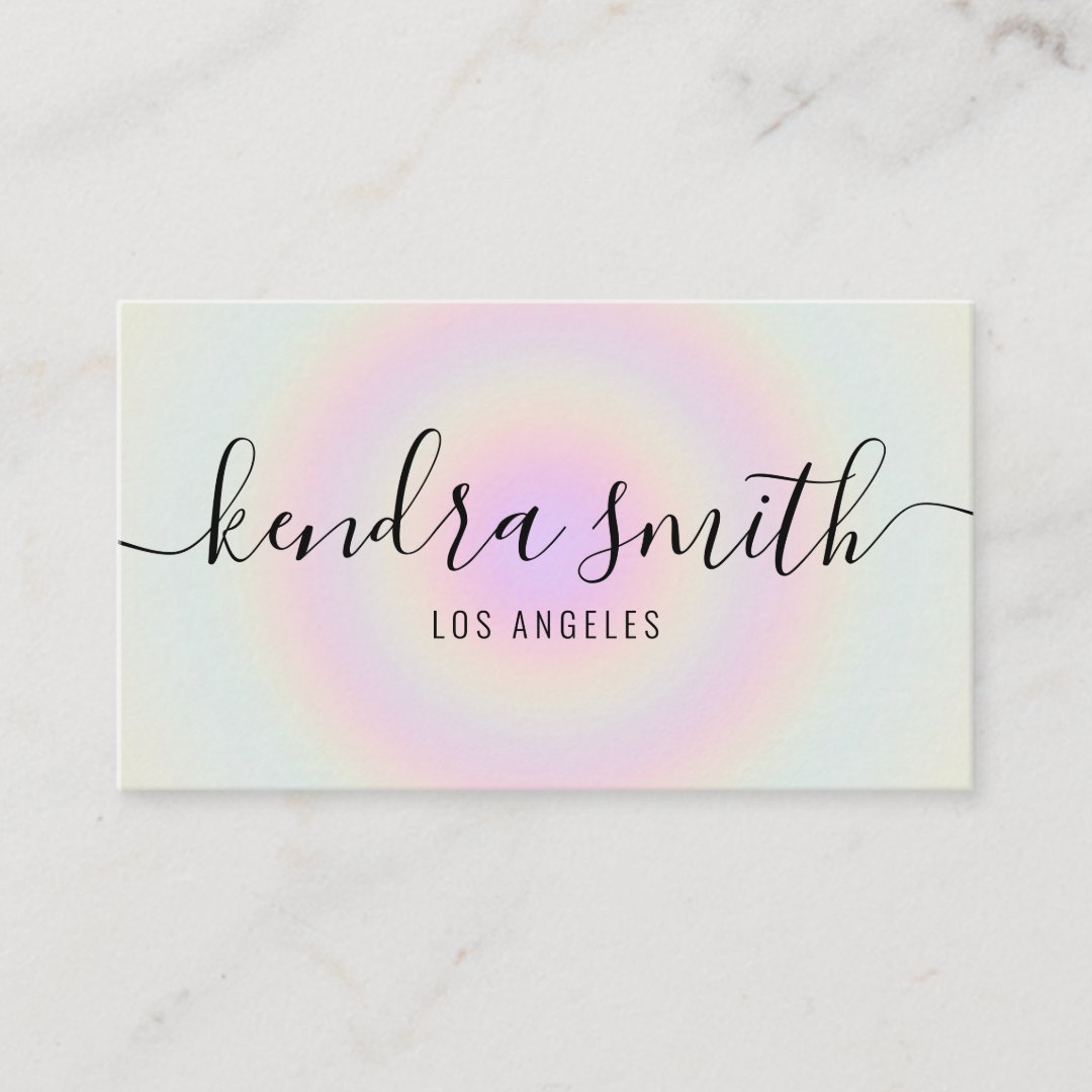 Modern Holographic Script Rainbow Iridescent Business Card Zazzle