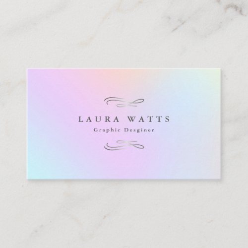Modern Holographic Silver Swirl Business Card