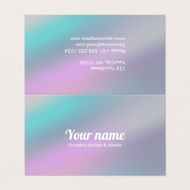 Modern Holographic Style Rainbow Pastel Customize Business Card (Outside Unfolded)