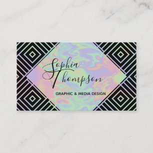 Modern Holographic Symmetric Pattern Business Card
