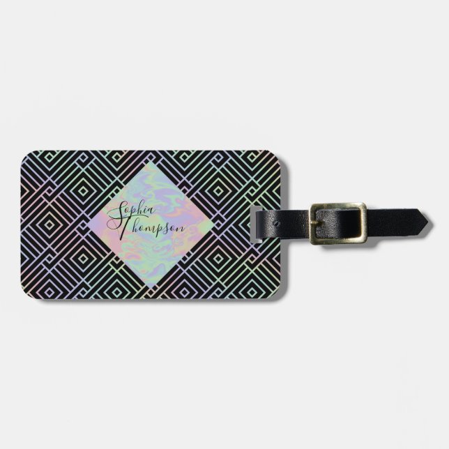 Modern Holographic Symmetric Pattern - Luggage Tag (Front Horizontal)