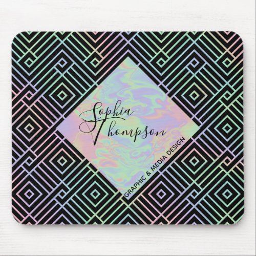 Modern Holographic Symmetric Pattern _ Mousepad