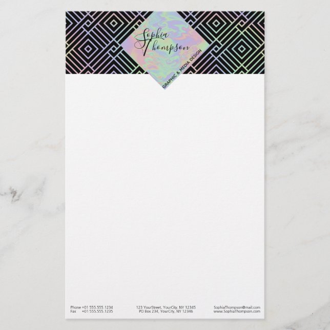 Modern Holographic Symmetric Pattern Stationery (Front)