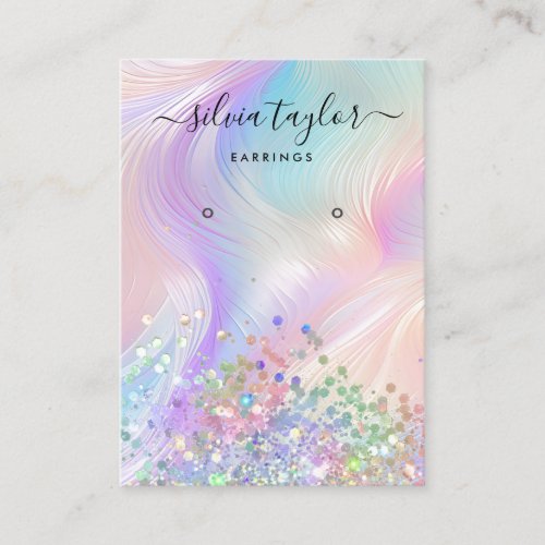 Modern holographic unicorn pastel earring display  business card
