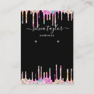 Modern holographic unicorn script earring display business card
