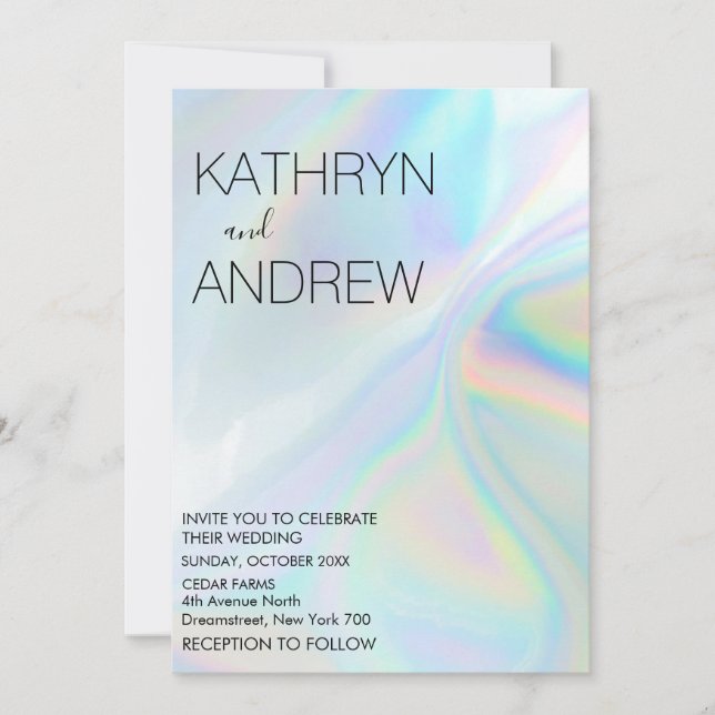 Modern Holographic Wedding Invitation (Front)