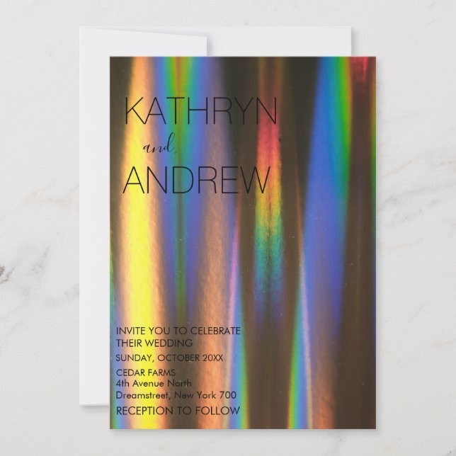 Modern Holographic Wedding Invitation (Front)