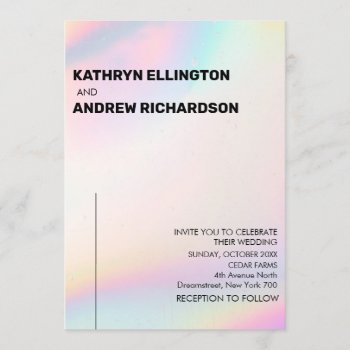 Modern Holographic Wedding Invitation by TwoTravelledTeens at Zazzle