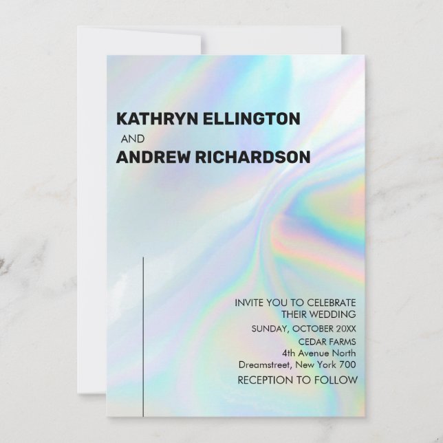 Modern Holographic Wedding Invitation (Front)