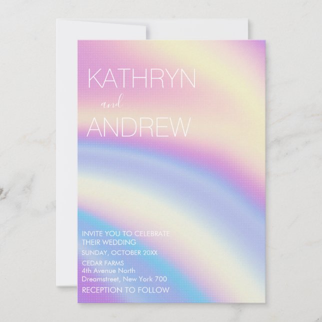 Modern Holographic Wedding Invitation (Front)