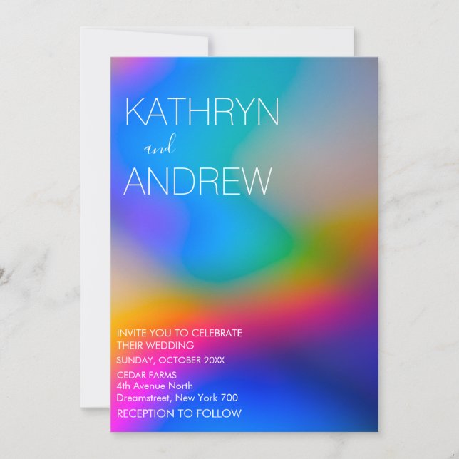 Modern Holographic Wedding Invitation (Front)