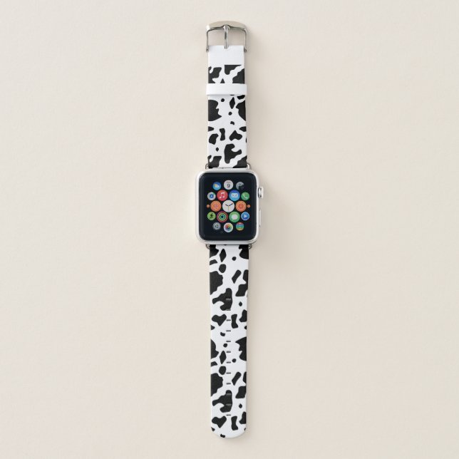 Modern Holstein Friesian Cow Animal Print Pattern Apple Watch Band (Front)