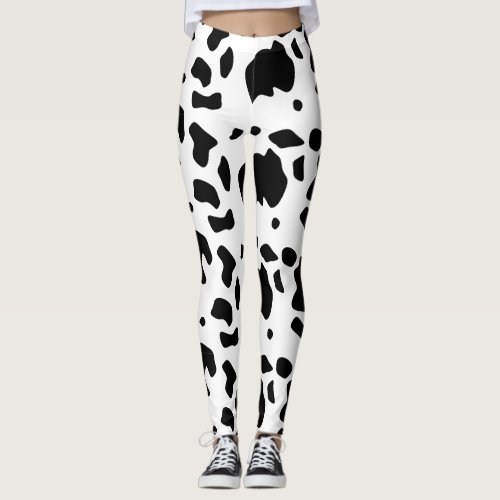 Modern Holstein Friesian Cow Animal Print Pattern Leggings