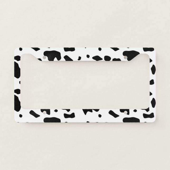 Modern Holstein Friesian Cow Animal Print Pattern License Plate Frame (Front)