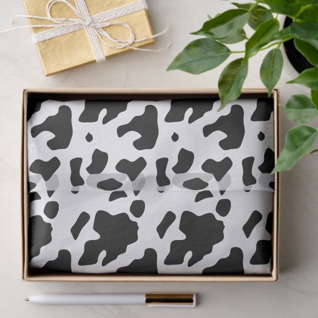 Modern Holstein Friesian Cow Animal Print Pattern Tissue Paper (Gift)