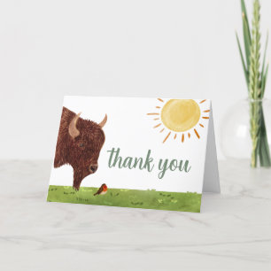Modern Holy Cow Highland Farm Animal Baby Shower Letterpress Thank You Card