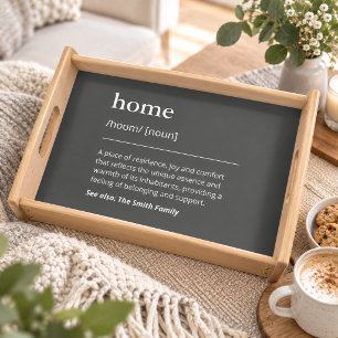 Modern home dark solid custom family name decor serving tray