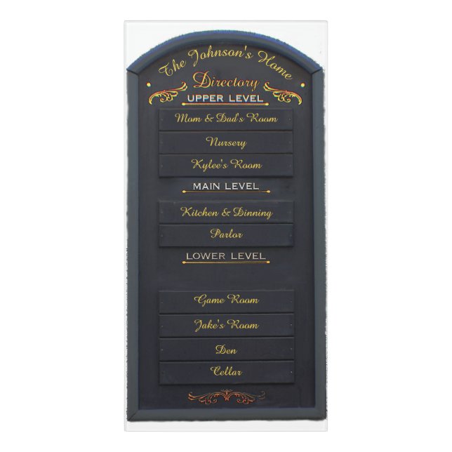 Modern Home Directory Chalk Board Door Sign (Classic Front Vert)