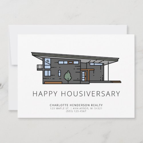 Modern Home Happy House Anniversary Client Card