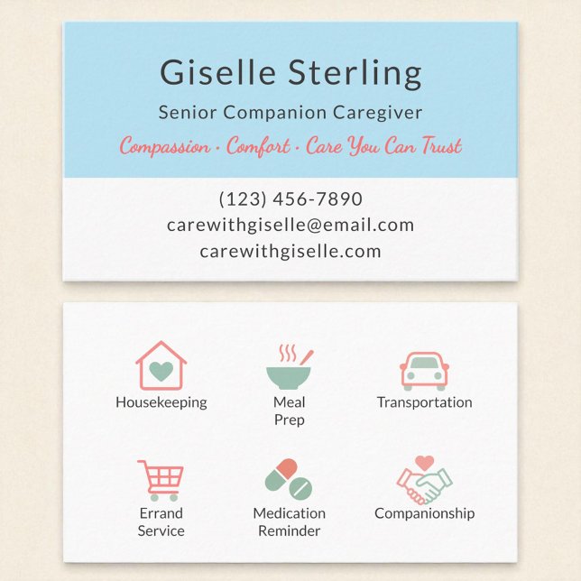 Modern Home Help Caregiver Service Business Card (Creator Uploaded)