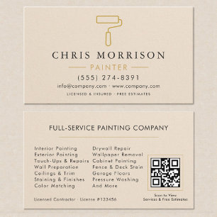 Modern Home House Painter Contractor QR Code Business Card