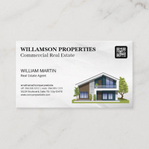 Modern Home Illustration QR Code Business Card
