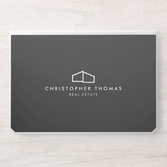 Modern Home Logo Dark Gray HP Laptop Skin (Front)