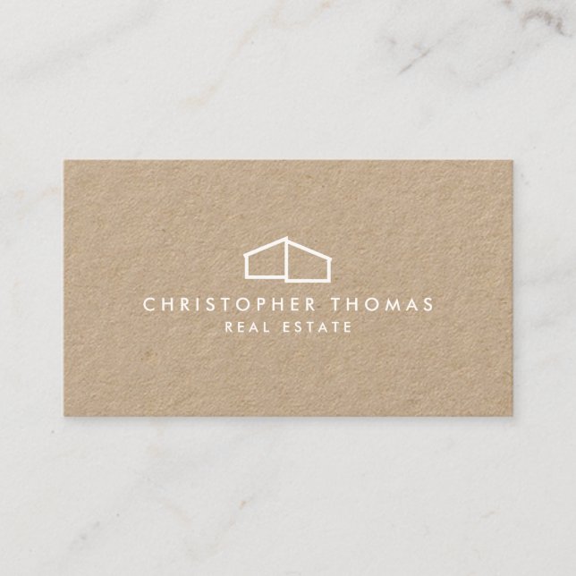 Modern Home Logo for Real Estate, Realtor Kraft Business Card (Front)