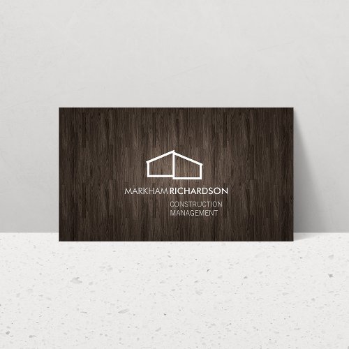 Modern Home Logo II Brown Wood Business Card