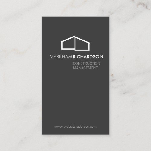 Modern Home Logo on Gray for Construction, Realtor Business Card
