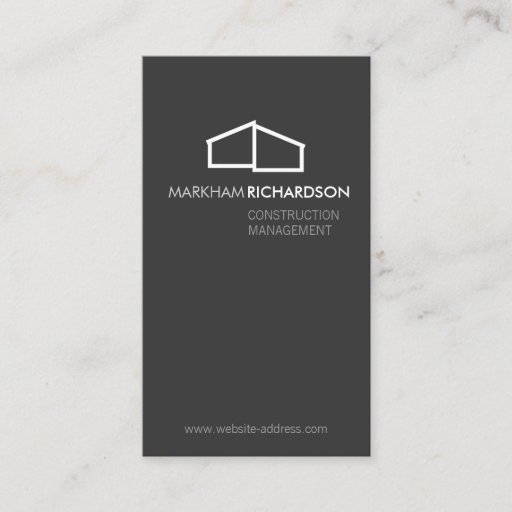 Customizable Modern Home Logo on Gray for Construction, Realtor Business Card