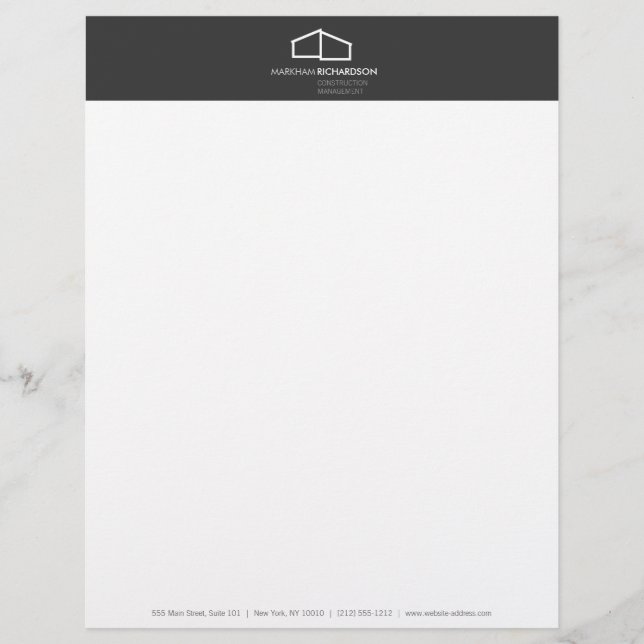 Modern Home Logo II Construction, Realtor Dk Gray Letterhead (Front)