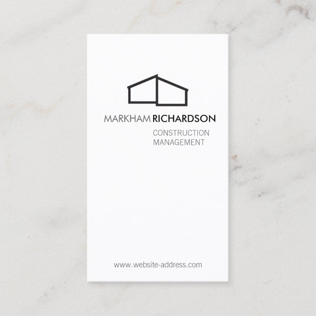 Modern Home Logo II Construction, Realtor White Business Card (Front)