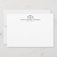 Modern Home Logo in Black Flat Note Card