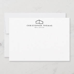 Modern Home Logo in Black Flat Note Card