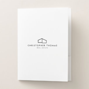 Modern Home Logo in Black for Real Estate, Realtor Pocket Folder
