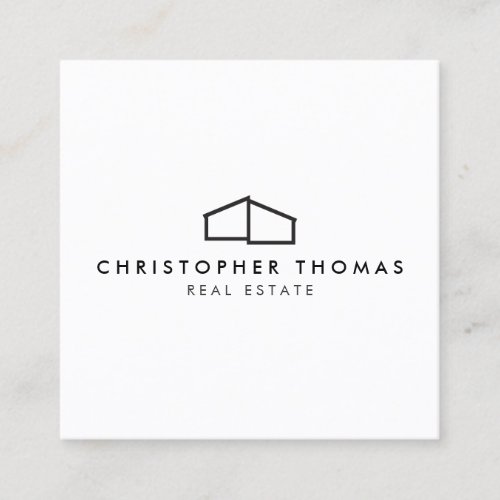 Modern Home Logo in Black for Real Estate Realtor Square Business Card