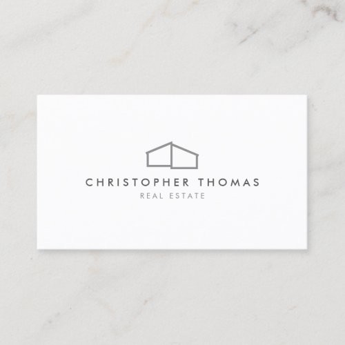 Modern Home Logo in Gray for Real Estate Realtor Business Card
