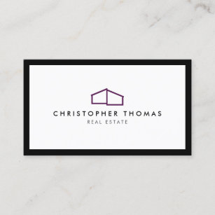 Modern Home Logo in Purple Real Estate, Realtor Business Card