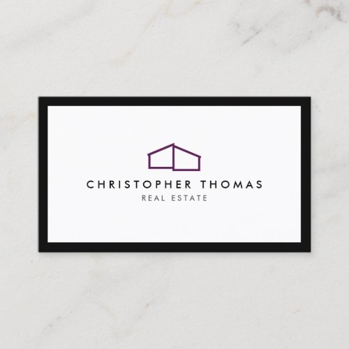 Modern Home Logo in Purple Real Estate Realtor Business Card