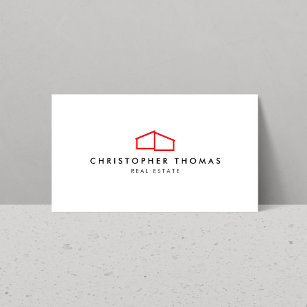 Modern Home Logo in Red Business Card