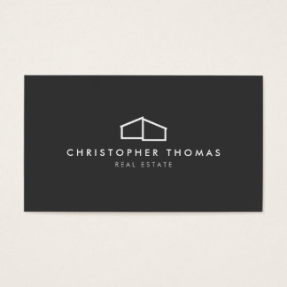 Modern Home Logo on Gray for Real Estate, Realtor Business Card