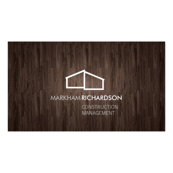 Modern Home Logo on Wood for Construction, Realtor Business Card